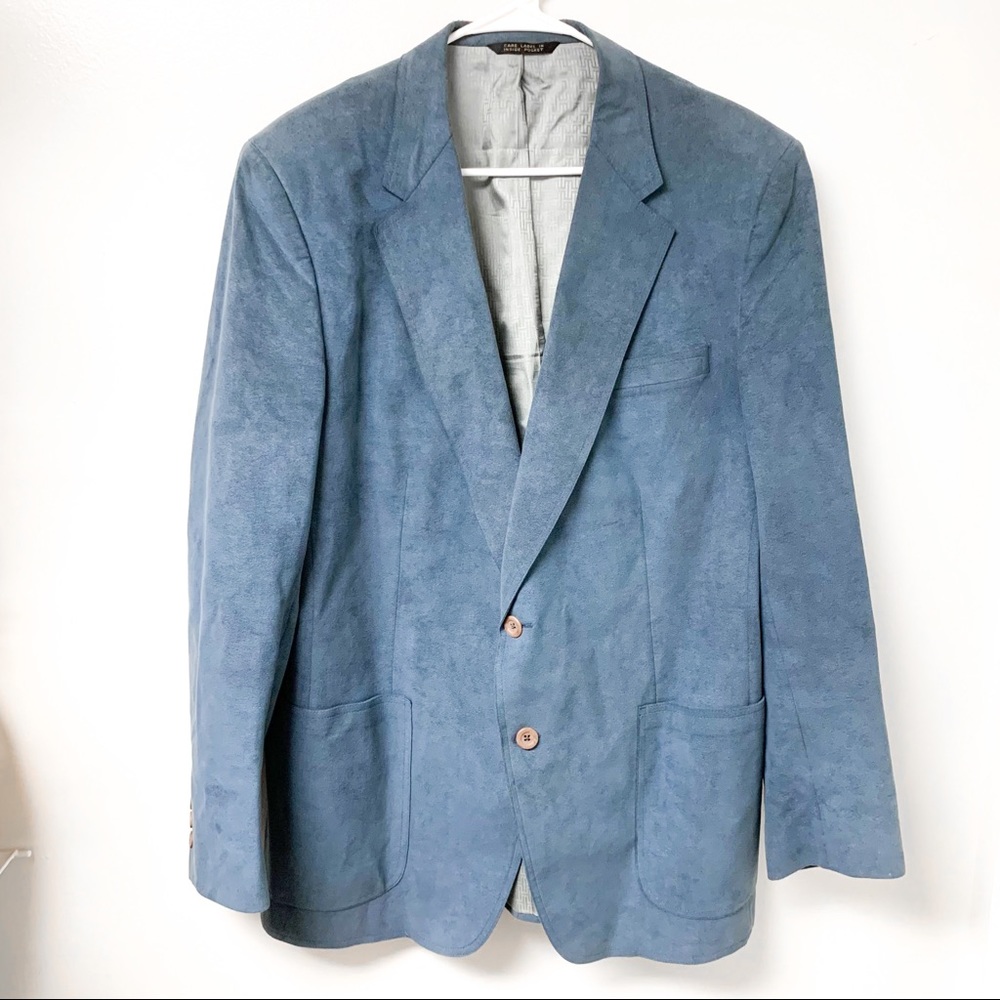 Vintage Halston Halo-Suede‎ Blue Suede Blazer